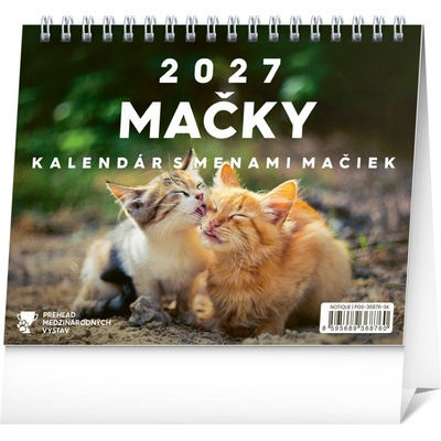 NOTIQUE Stolový kalendár Mačky s menami mačiek 16,5 x 13 cm 2027