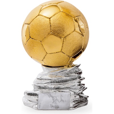 Luxusní fotbalová trofej míč výška 31 cm zlatá/stříbrná