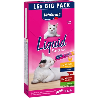 Vitakraft Cat Liquid-Snack with beef and chicken 16 x 15 g – Hledejceny.cz