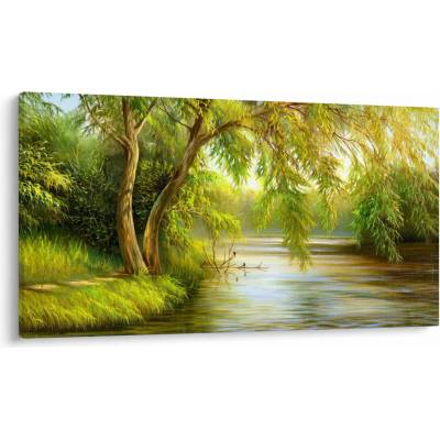 Obraz - Vrba u jezera, olejomalba, jednodílný 120x70 cm