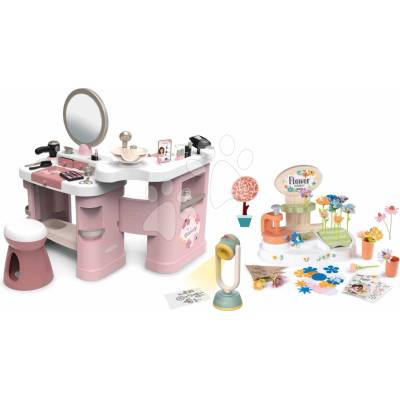 Smoby Set kosmetický stolek a květinářství s výrobou květin My Beauty Center 3v1 a kreslení se světelným projektorem