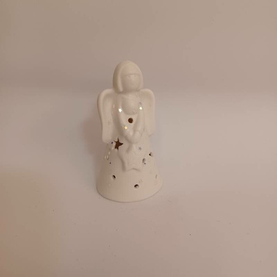 DECOLED LED keramický andílek teple bílá, 5,5 × 5,5 × 10 cm, 2× LR44