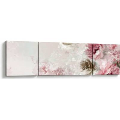 Obraz - Maľba ružových kvetov, trojdielne 170x50 cm