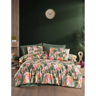 TiaHome obliečky bavlna Victoria zelená 90x70 140x200