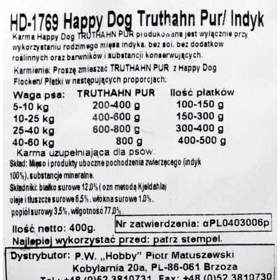 Happy Dog Truthahn Pur Texas morka 400 g