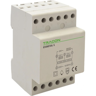 TRACON Transformátor 12-12-24V AC zvončekový DIN 30VA