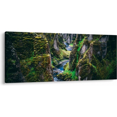 Obraz - Rieka v skalnatom údolí, jednodielne 120x50 cm