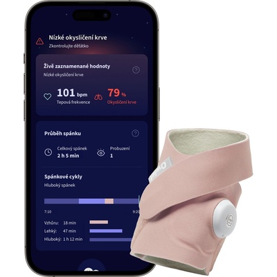 Owlet Dream Sock chytrá ponožka matně růžová
