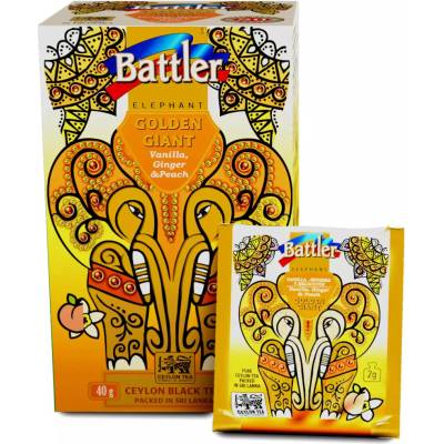 Battler Golden Giant Vanilla Ginger Peach cejlónsky čierny čaj s príchuťou vanilky, zázvoru a broskyne 20 vrecúšok, 40 g