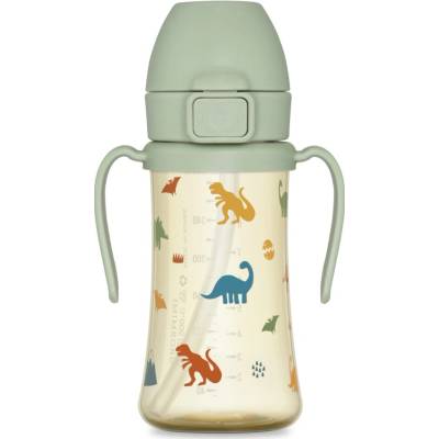 Grosmimi Ppsu tréningový pohárik so slamkou Dino Khaki 300 ml