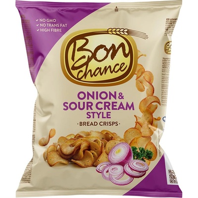 Bon Chance chlebové chipsy s cibulí a zakysanou smetanou 120 g