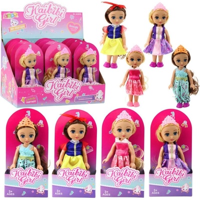 Leantoys Mini princezna panenka s korunkou Barevné šaty 14 cm Mix