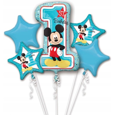 AMSCAN Balónková sada Mickey mouse 1. narozeniny fóliových balónků