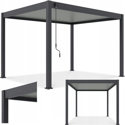 Gutroof ELEGANCE AUTOMATIC 3x4 automatická pergola s LED osvetlením antracit/svetlosivá