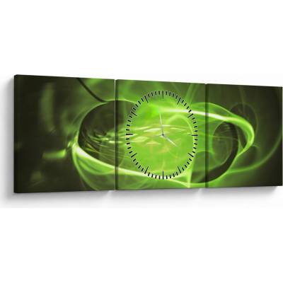 Moderný abstraktný obraz (s hodinami), trojdielne 90x30 cm s hodinami