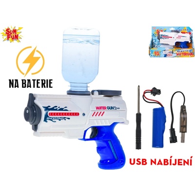 Mikro trading Sun Fun Pistole vodní 18 cm na baterie USB