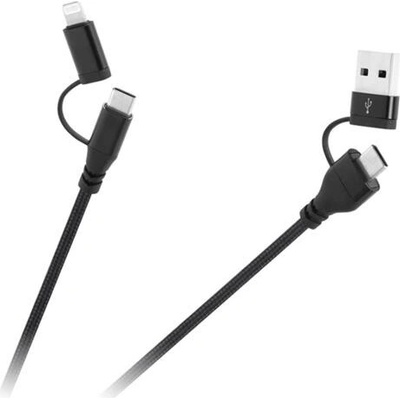 Cabletech KPO3943 USB A/C - USB-C/Lightning, 1m, černý