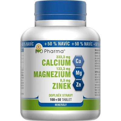 BIO PHARMA Calcium + Magnesium + Zinok 100+50 tabliet
