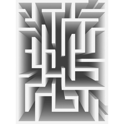 Preinterier Fototapeta panel - PL0447 - 3D - Labyrint – sivý vlies - 206cm x 275cm