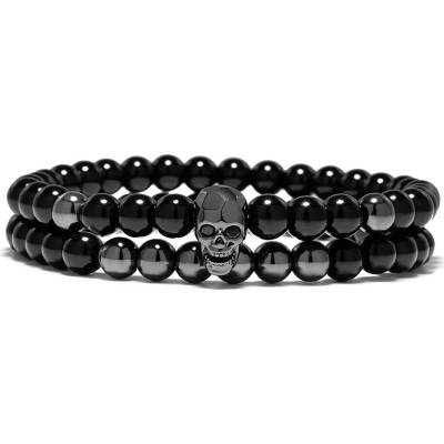 Daniel Dawson Pánský dvojitý náramek Black Skull lebka NR1143-B01B1 Černá 18 cm