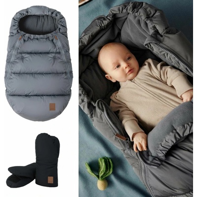 Leokid Olaf a rukavice na kočárek Grey Reef/Black Coal