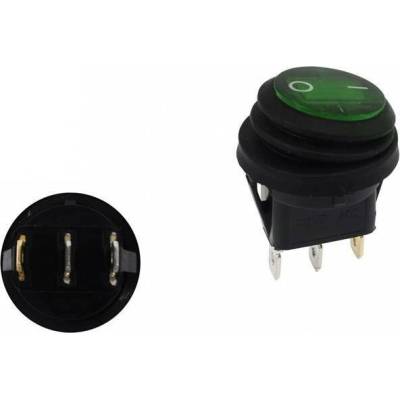 TNG Okrúhly vypínač ON-OFF 3PIN zelený PP-WL-149