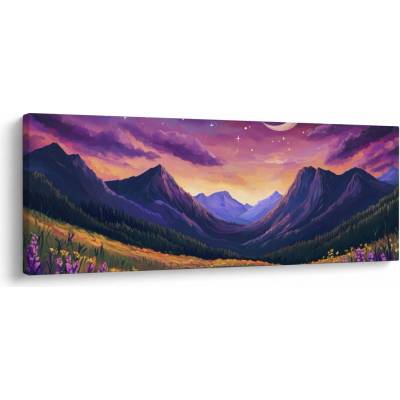 Obraz - Fialová krajina, jednodílný 145x58 cm