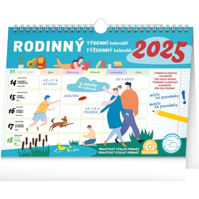 NOTIQUE Týždenný rodinný plánovací s háčikom 30 x 21 cm 2025