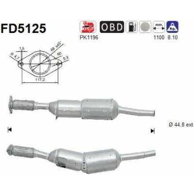 Filter sadzí pevných častíc výfukového systému AS FD5125