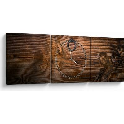 Obraz textúry dreva (s hodinami), trojdielne 90x30 cm s hodinami