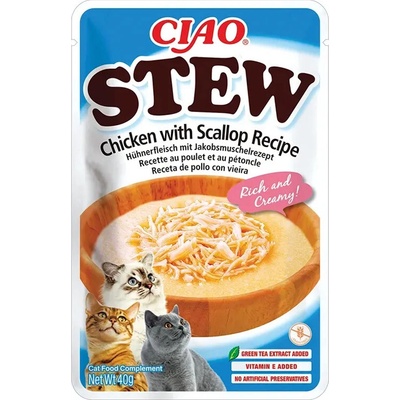 Inaba Cat CIAO Stew Kurací krém s hrebenatkou 40 g