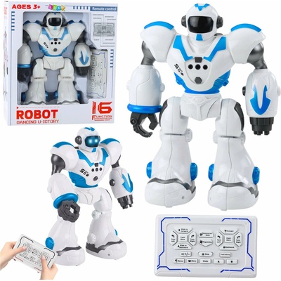 LEAN Toys 28840 Interaktivní robot na dálkové ovládání, 16 funkcí, světla a zvuky, modrý