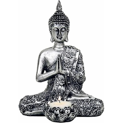 Soška Buddha - Vnitřní harmonie výška 20,5 cm, lotosová mistička na svíčku