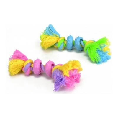Beeztees Flossy lano s gumovými kruhy 16 cm