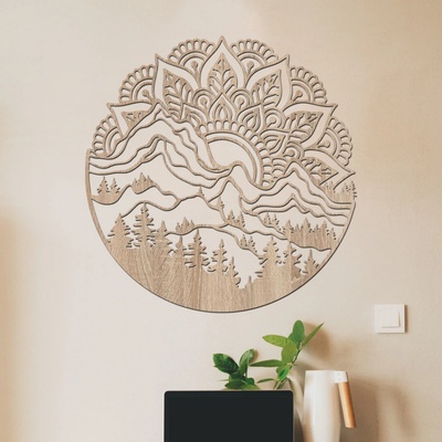 dřevo života Dřevěná mandala MANDALA HORY Zvolte rozměr šxv (cm): 60x60, Zvolte barvu dekoru: Dub Sonoma