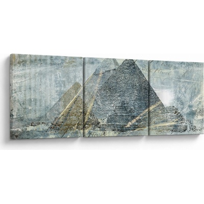 Obraz - Pyramídy v modrom filtri, trojdielne 120x40 cm