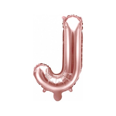 PartyDeco Fóliový balón Mini Písmeno J 35 cm ružovo zlatý