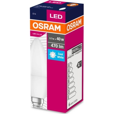 Osram LED VALUE CL B FR 40 5,7W/840 E14 4000K biela