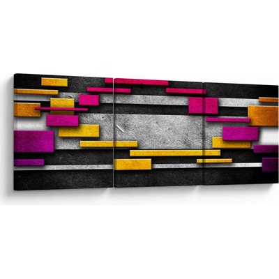 Obraz farebné abstrakcie na čiernom pozadí, trojdielne 90x30 cm
