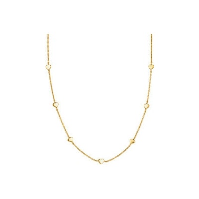Basics Strieborný náhrdelník malé zlaté srdiečka N4778