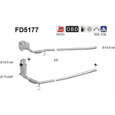 Filter sadzí pevných častíc výfukového systému AS FD5177