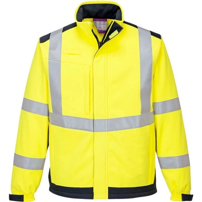 PortWest bunda Modaflame Multi Norm Arc MV72 softshellová reflexní Žluto-navy