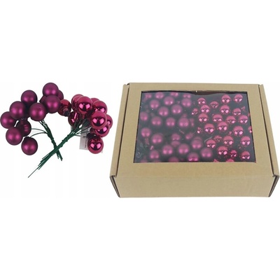 Morex Sklenené vianočné gule na drôtiku bordovej farby, priemer 2 cm, S0570-09/BOX 144 ks