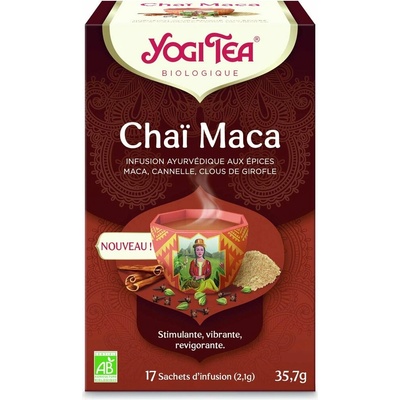 Yogi Tea Maca Chai ajurvédsky bylinný čaj s klinčekmi a škoricou 17 x 2,1 g