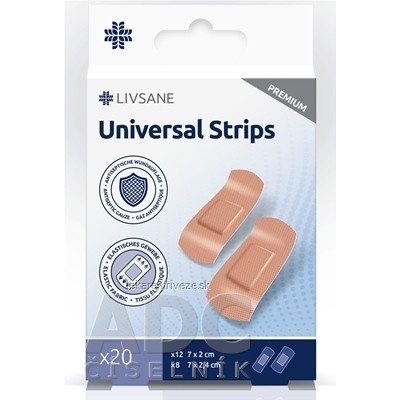 Livsane Náplasť Univerzálna Premium Prúžky 2 veľkosti (7x2 cm, 7x2,4 cm) 1x20 ks