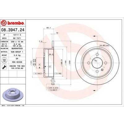 BREMBO brzdový kotúč 08.3947.24, súprava 2 ks