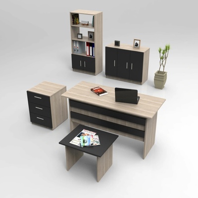 Hanah Home Sada kancelářského nábytku VOOK dub černá