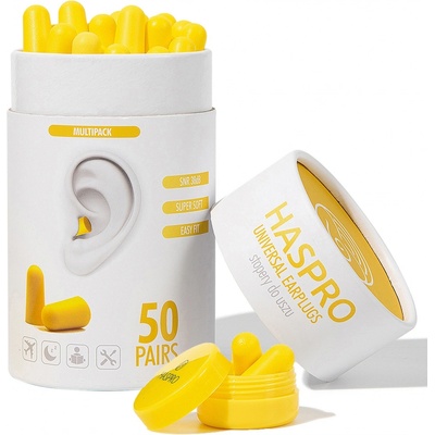 Haspro Tube50 špunty do uší, žluté 50 párů