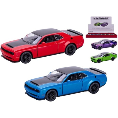 Kinsmart Dodge Challenger SRT 170 12 5 cm kov zpětný chod mix barevzelená modrá červená fialová 1:40