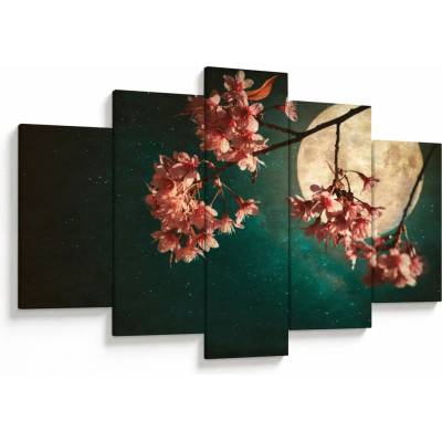 Obraz - Sakura v splne, päťdielne 150x105 cm